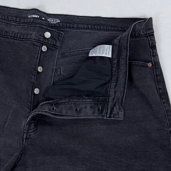 Old Navy Plus Women's Sky High A-Line Denim Jean Short 4X Washed Black - Picture 3 of 12